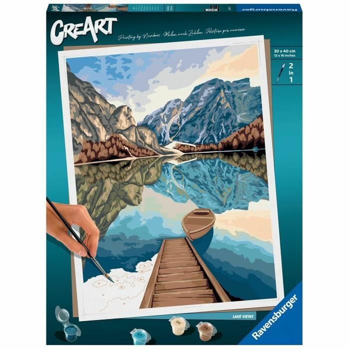 Conjunto de pintura por números Ravensburger Lake Views 30 x 40 cm