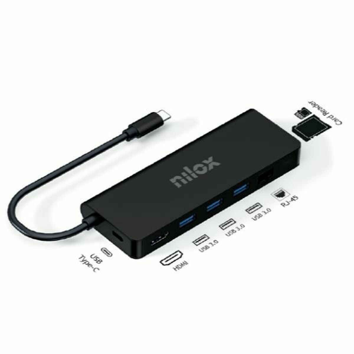 Hub USB Nilox 4k Preto HDMI