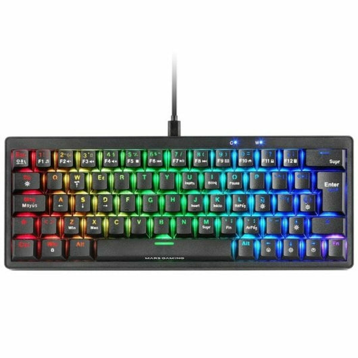 Teclado Gaming Mars Gaming MKMINIPROYES Qwerty US Preto