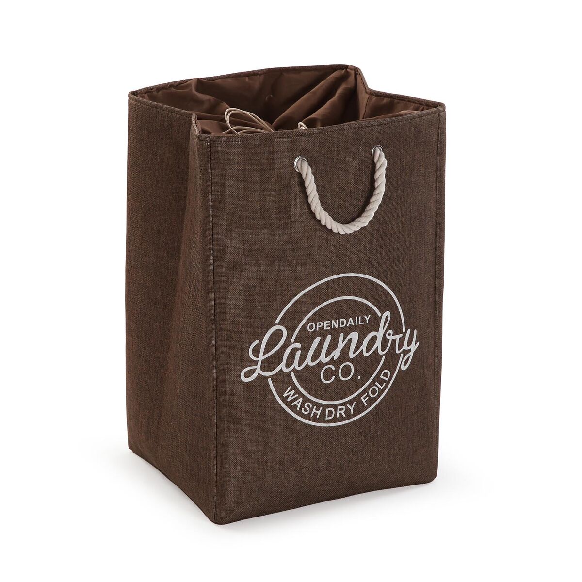Cesto de Roupa Suja Versa Castanho Poliéster PVC Metal EVA 30 x 55 x 36 cm