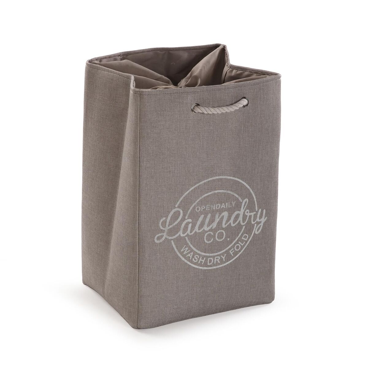 Cesto de Roupa Suja Versa Cinzento Poliéster PVC Metal EVA 30 x 55 x 36 cm