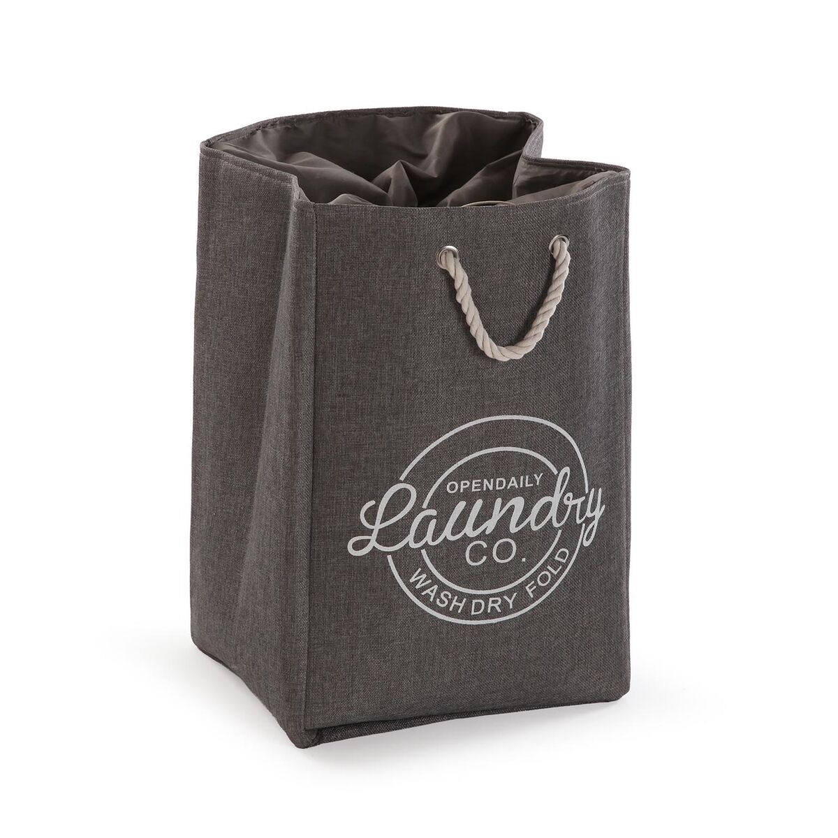 Cesto de Roupa Suja Versa Cinzento Poliéster PVC Metal EVA 30 x 55 x 36 cm