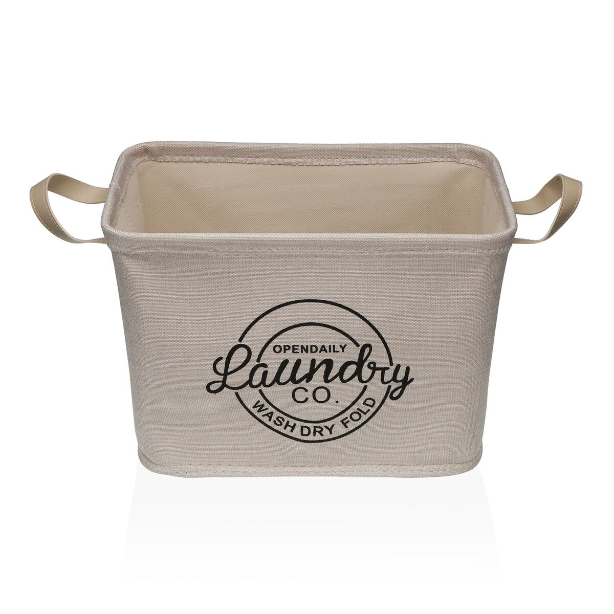 Cesto de Roupa Suja Versa Creme Poliéster PVC Metal EVA 38 x 25 x 26 cm
