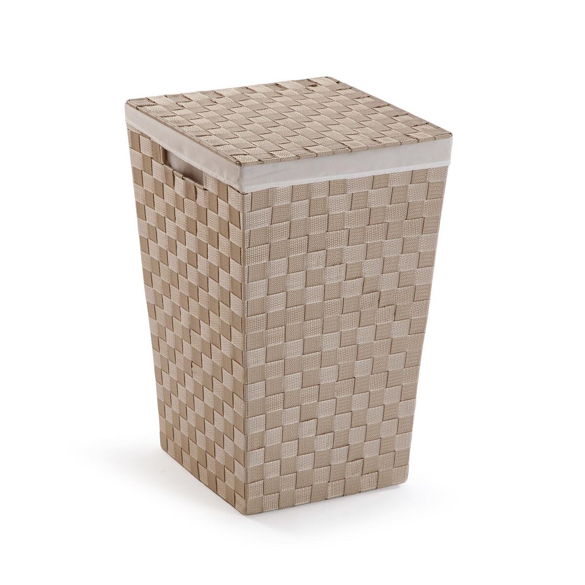 Cesto de Roupa Suja Versa Bege Poliéster Metal Polipropileno 33 x 52 x 33 cm