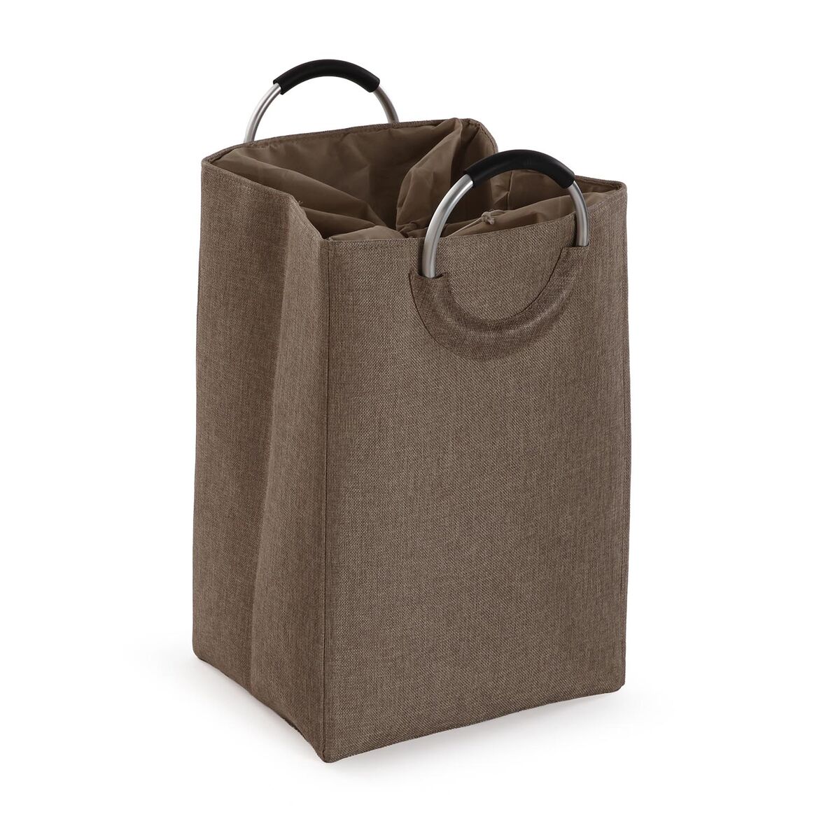 Cesto de Roupa Suja Versa Bege Alumínio Polipropileno EVA 36 X 55 X 30 CM