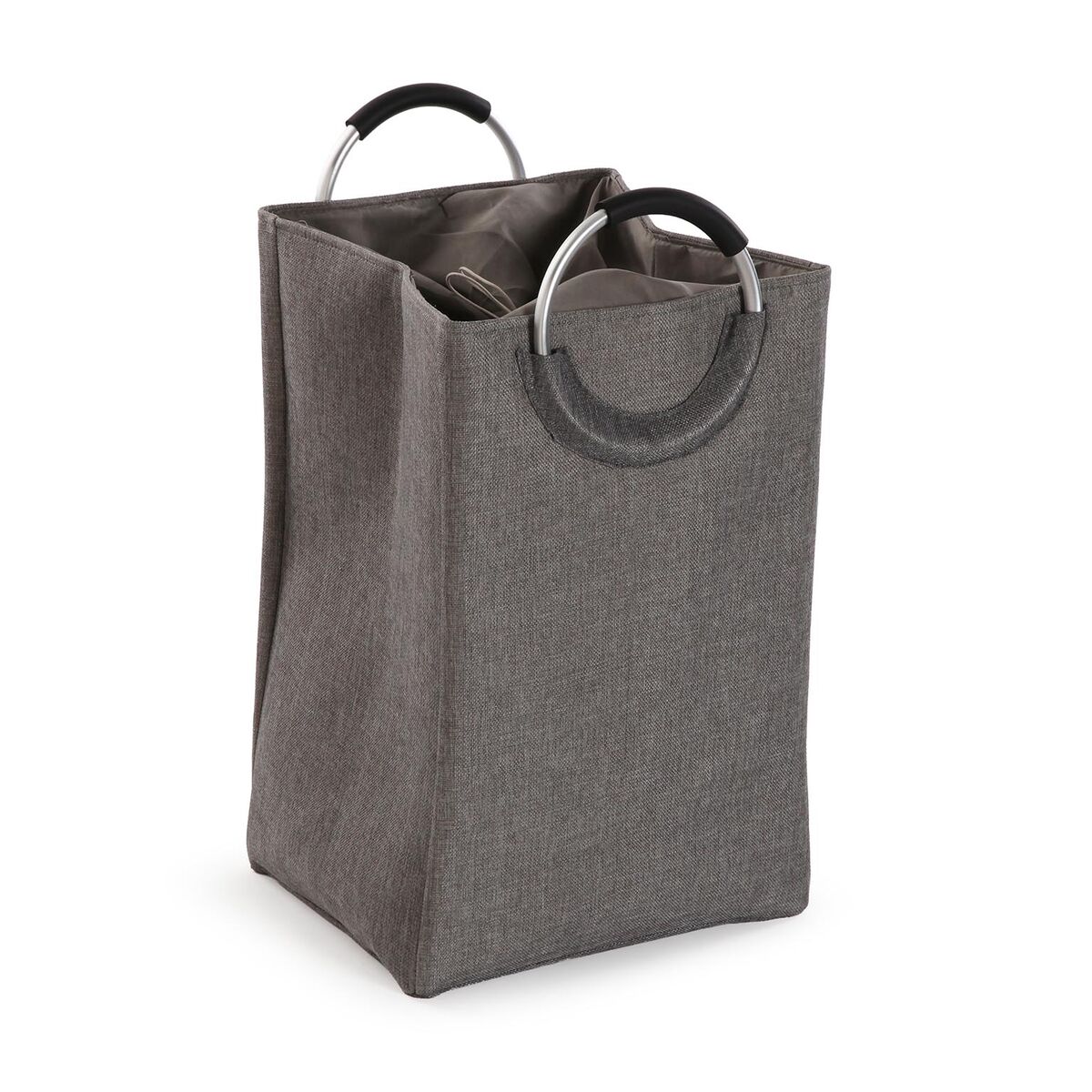Cesto de Roupa Suja Versa Cinzento Alumínio Polipropileno EVA 36 X 55 X 30 CM