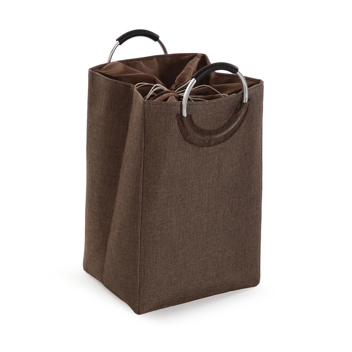 Cesto de Roupa Suja Versa Castanho Alumínio Polipropileno EVA 36 X 55 X 30 CM