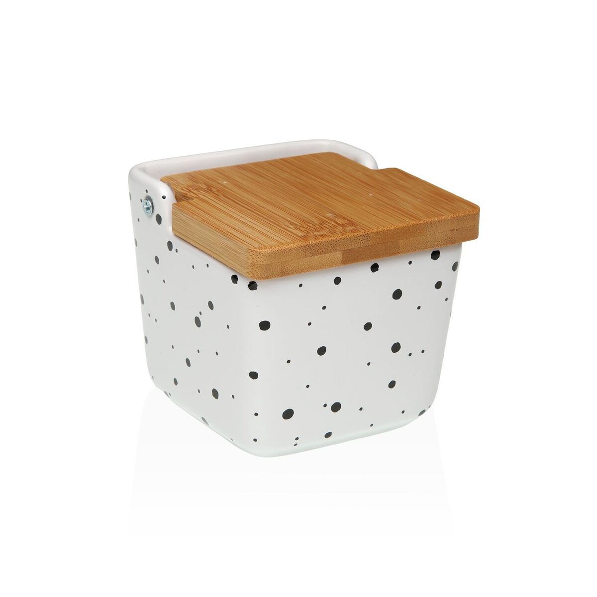 Saleiro com Tampa Versa Speckle Cerâmica 8,8 x 8,5 x 8,8 cm