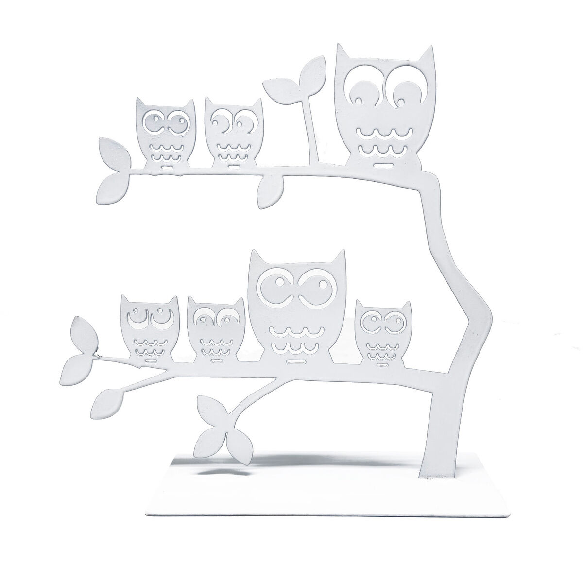 Suporte para Jóias Versa Branco Metal Ferro 7 X 18 X 18 CM Família Corujas