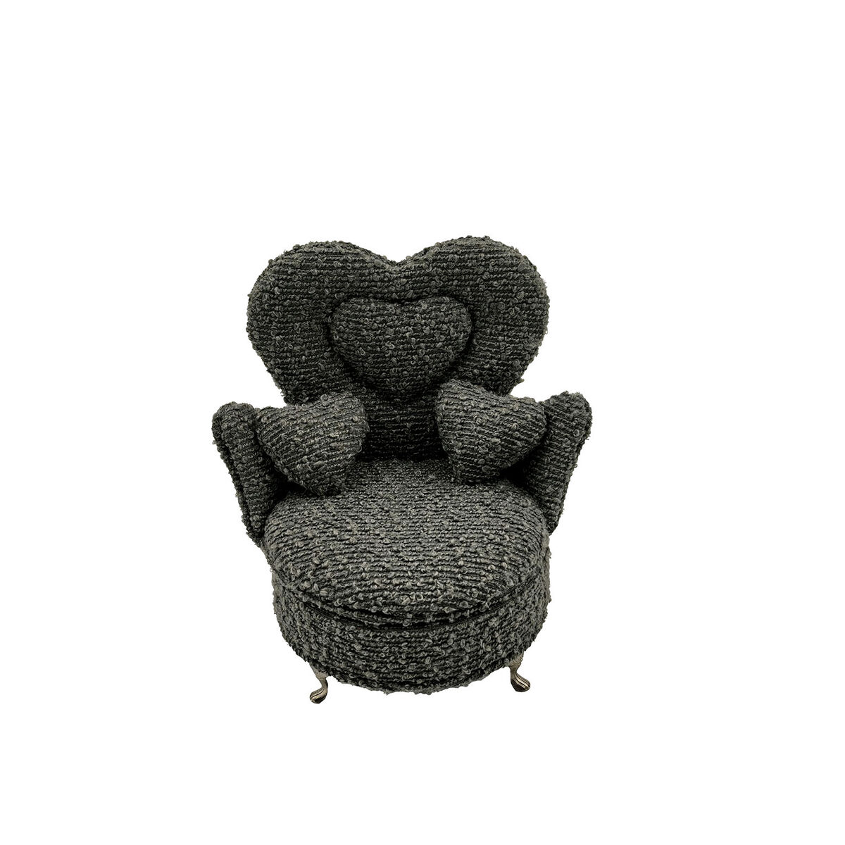 Guarda-Joias Versa Cinzento Poliéster Metal Espelho Madeira MDF 12 x 19 x 18 cm Poltrona