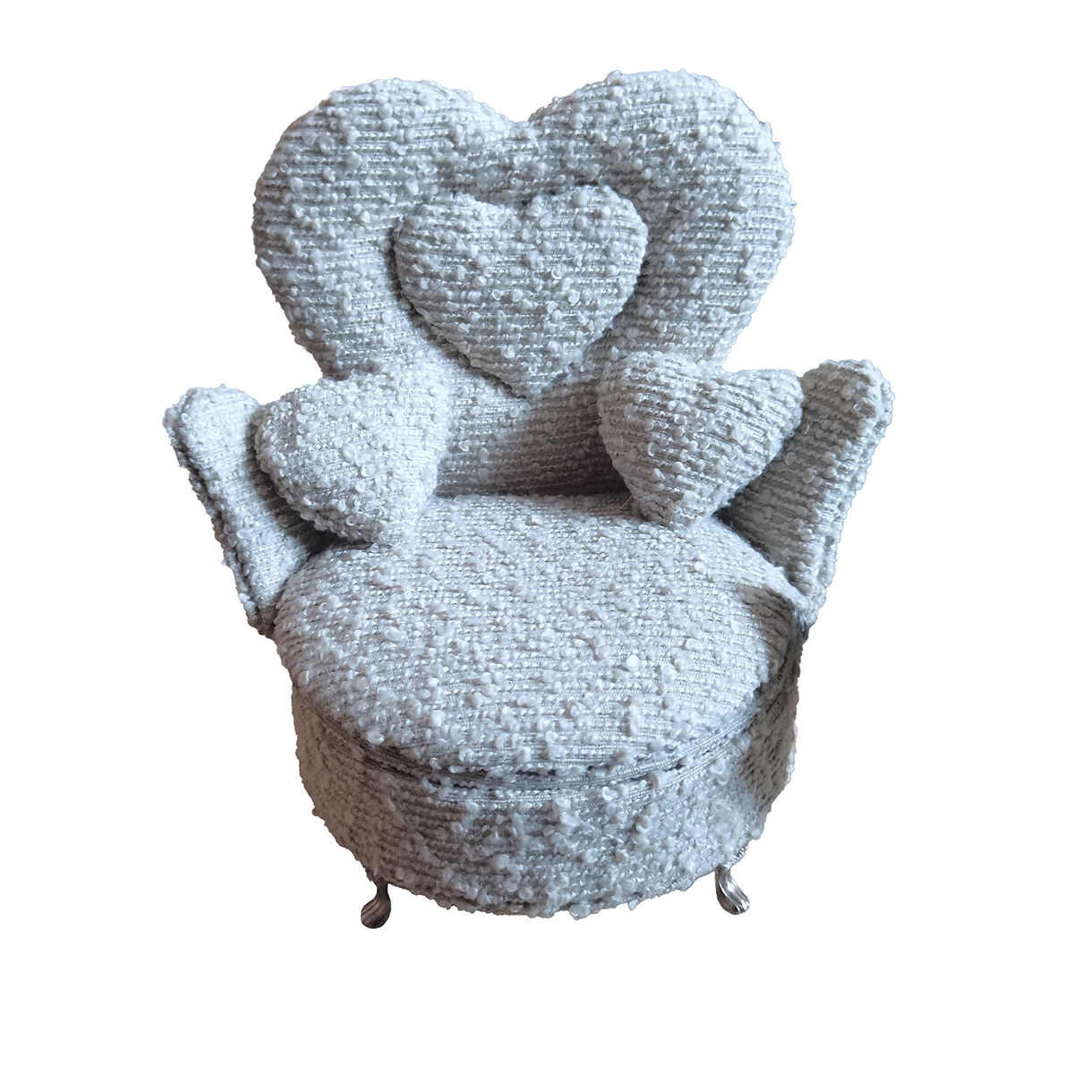 Guarda-Joias Versa Cinzento Poliéster Metal Espelho Madeira MDF 12 x 19 x 18 cm Poltrona