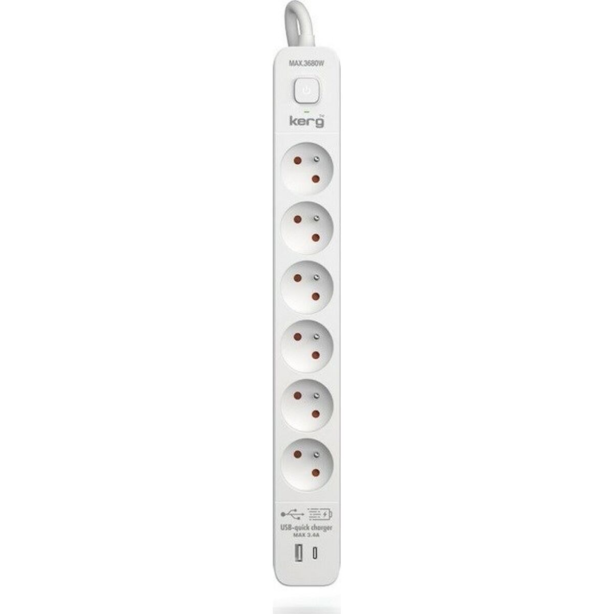 Extensão com 6 Tomadas com Interruptor Kerg M02602 (3 m)