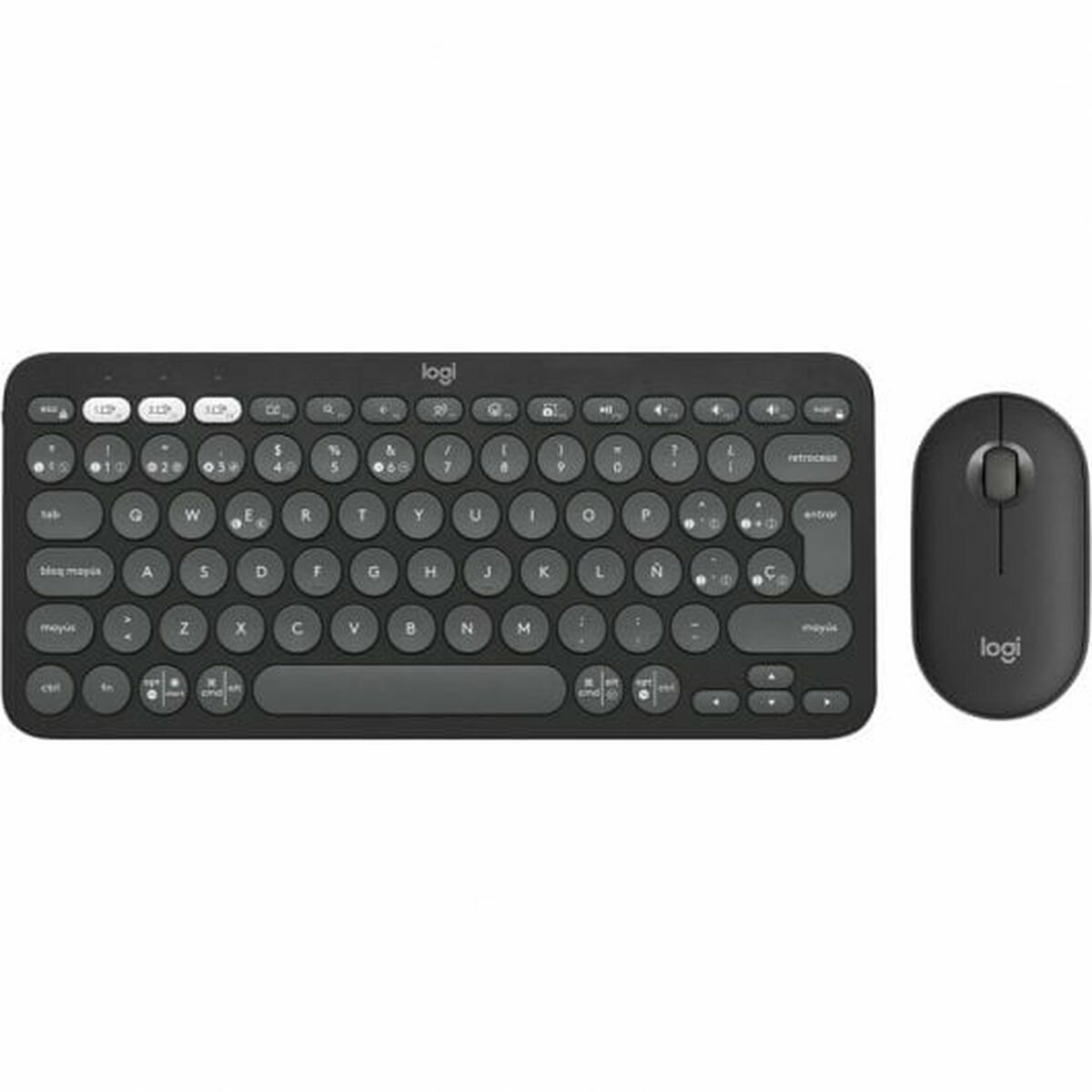 Teclado e Rato Logitech Grafite Aço Qwerty espanhol
