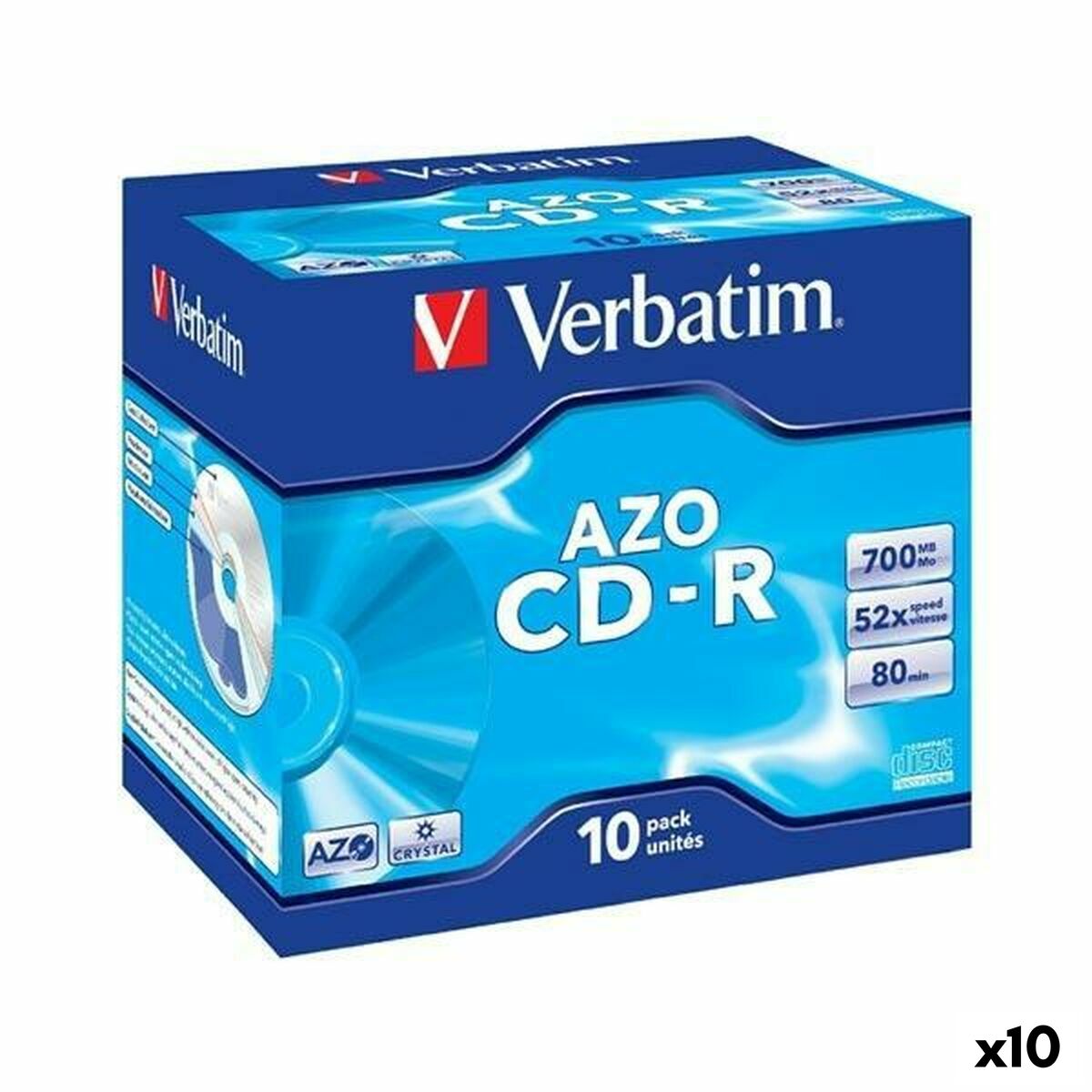 CD-R Verbatim AZO 700 MB 52x 10 Peças (10 Unidades)