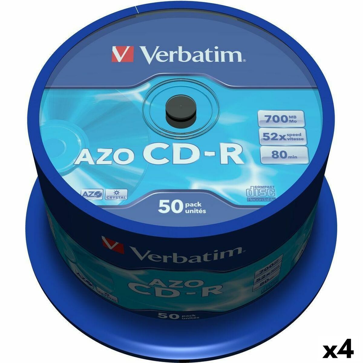 CD-R Verbatim Azo 700 MB 52x 50 Peças (4 Unidades)