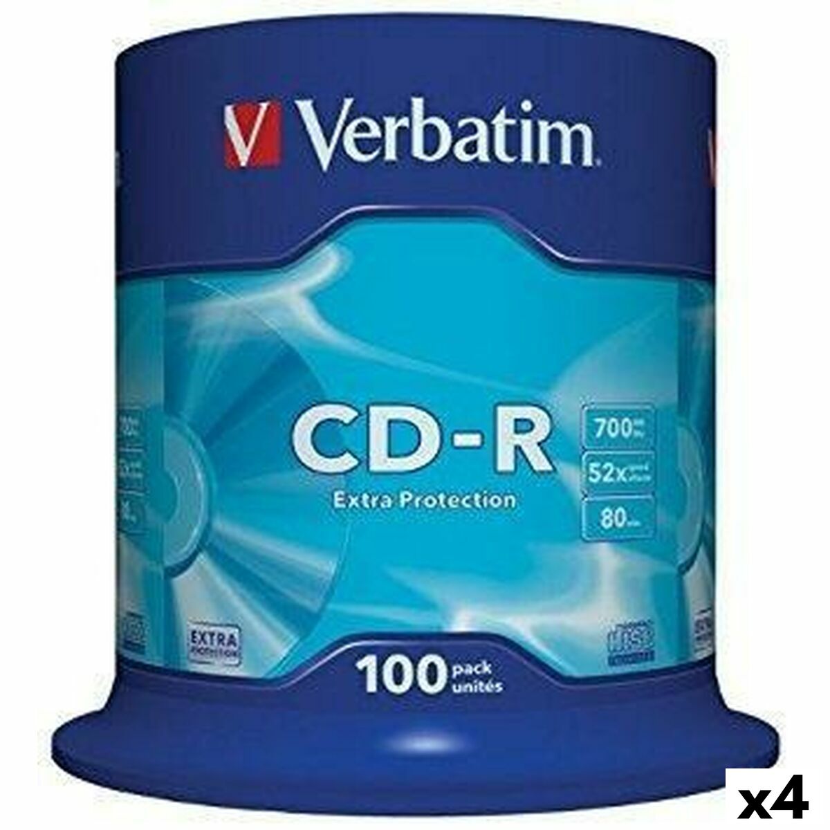 CD-R Verbatim Extra Protection 700 MB 52x 100 Peças (4 Unidades)