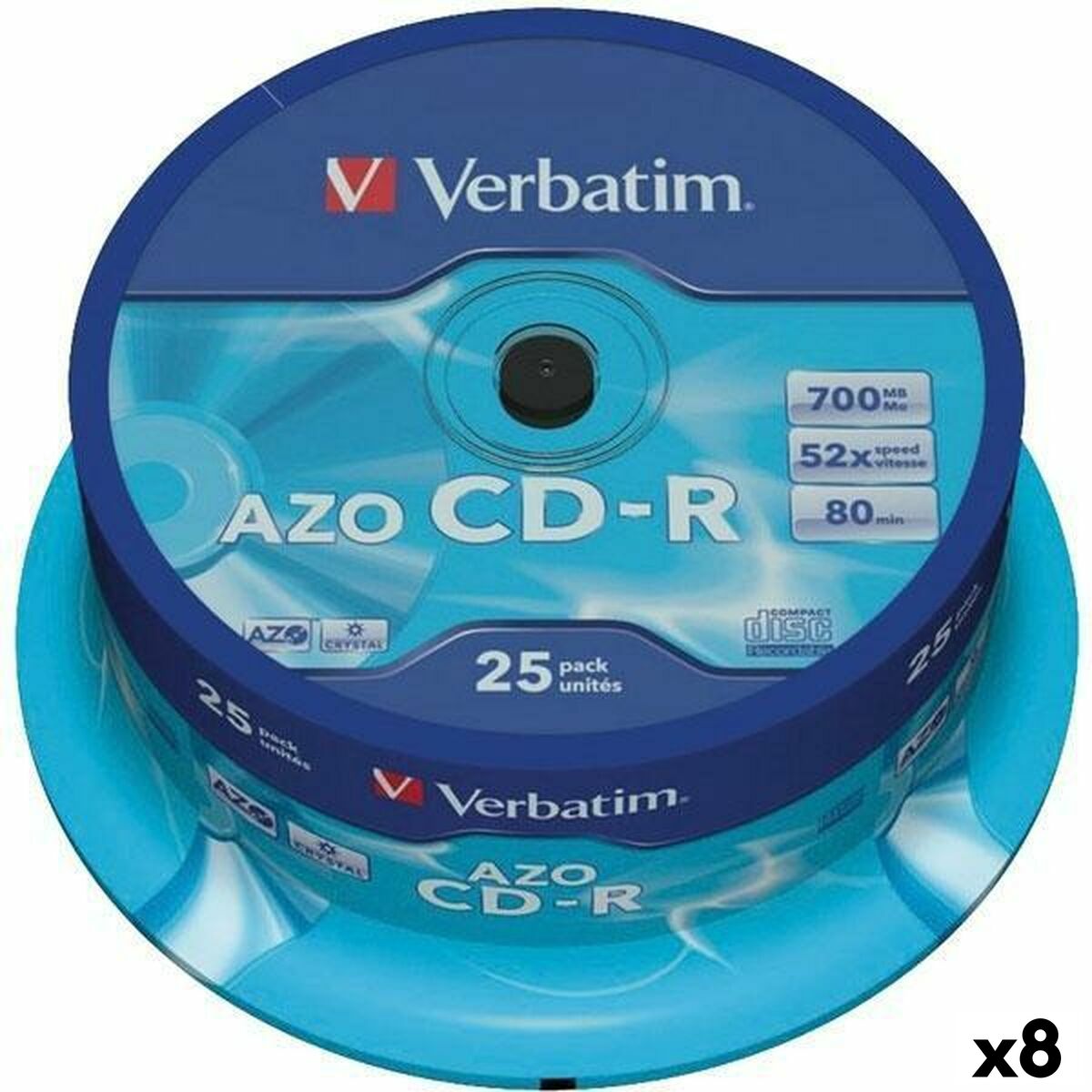 CD-R Verbatim Azo 700 MB 52x 25 Peças (8 Unidades)
