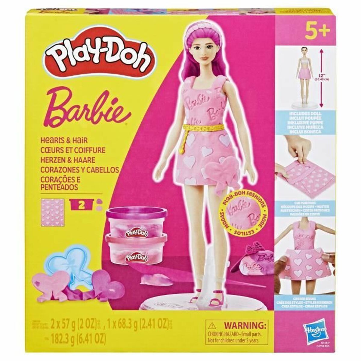 Jogo de Plasticina Play-Doh Barbie Hearts & Hair Multicolor