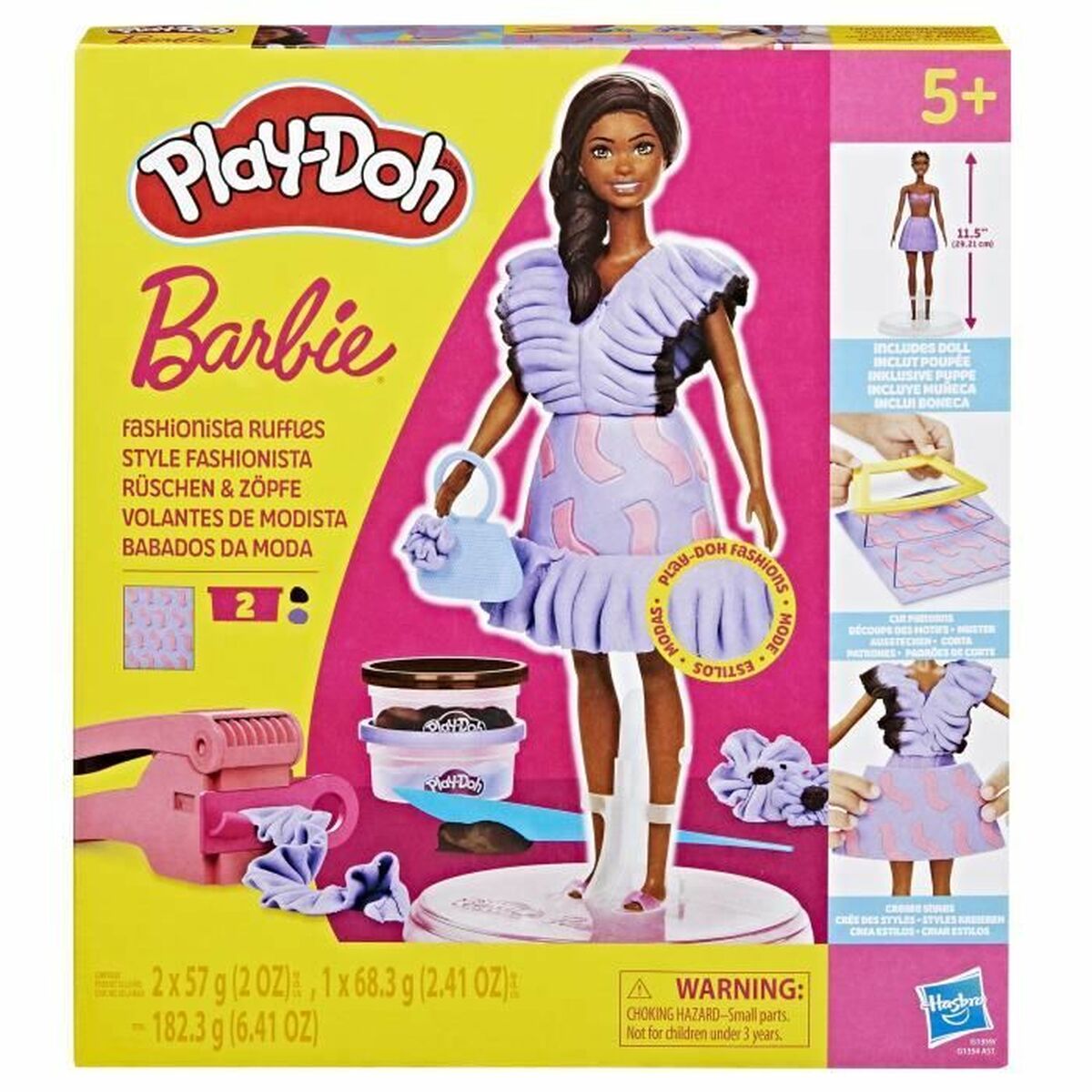 Jogo de Plasticina Play-Doh Barbie Fashionista Ruffles Multicolor 730 g