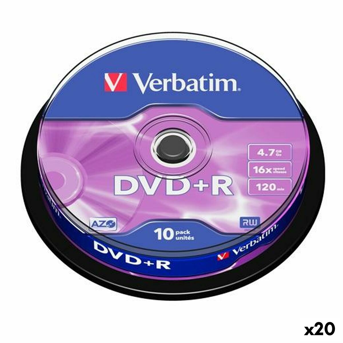 DVD+R Verbatim 4,7 GB 16x 10 Peças (20 Unidades)
