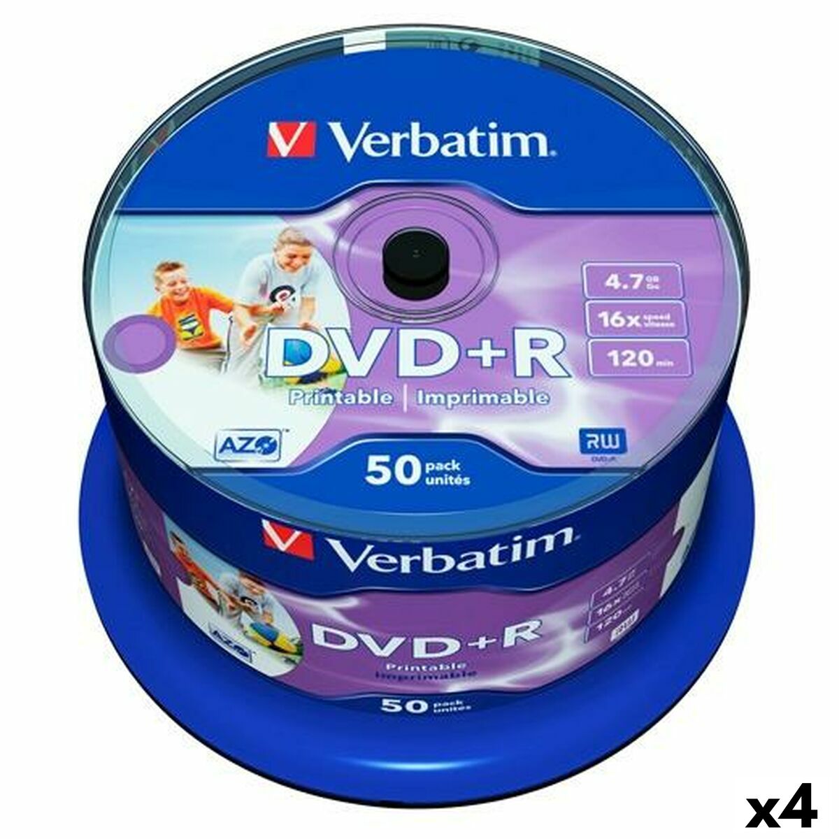 DVD+R Verbatim 4,7 GB 16x 50 Peças (4 Unidades)