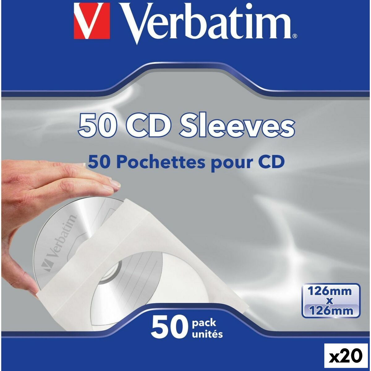 Capa Protetora Verbatim 12,6 x 12,6 cm 50 Peças (20 Unidades)