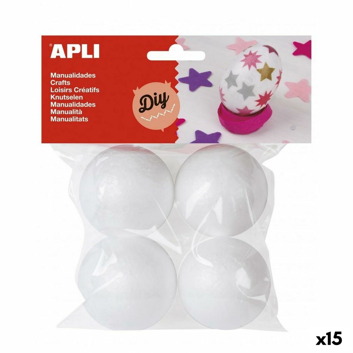 Material para Trabalhos Manuais Apli Ø 50 mm Bol Branco (15 Unidades)