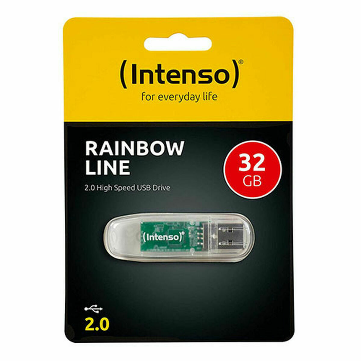 Memória USB INTENSO Rainbow Line Preto Transparente 32