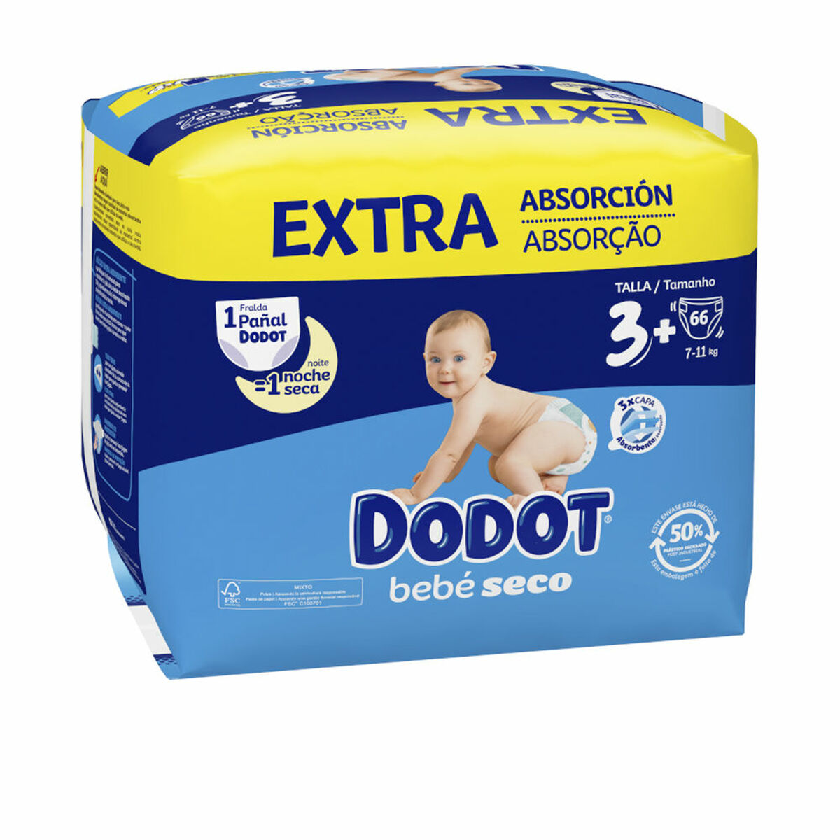 Fraldas descartáveis Dodot Etapas Extra 3 (66 Unidades)