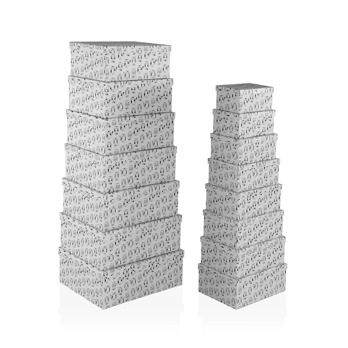 Conjunto de Caixas de Organização Empilháveis Versa Cartão Gato 15 Peças
