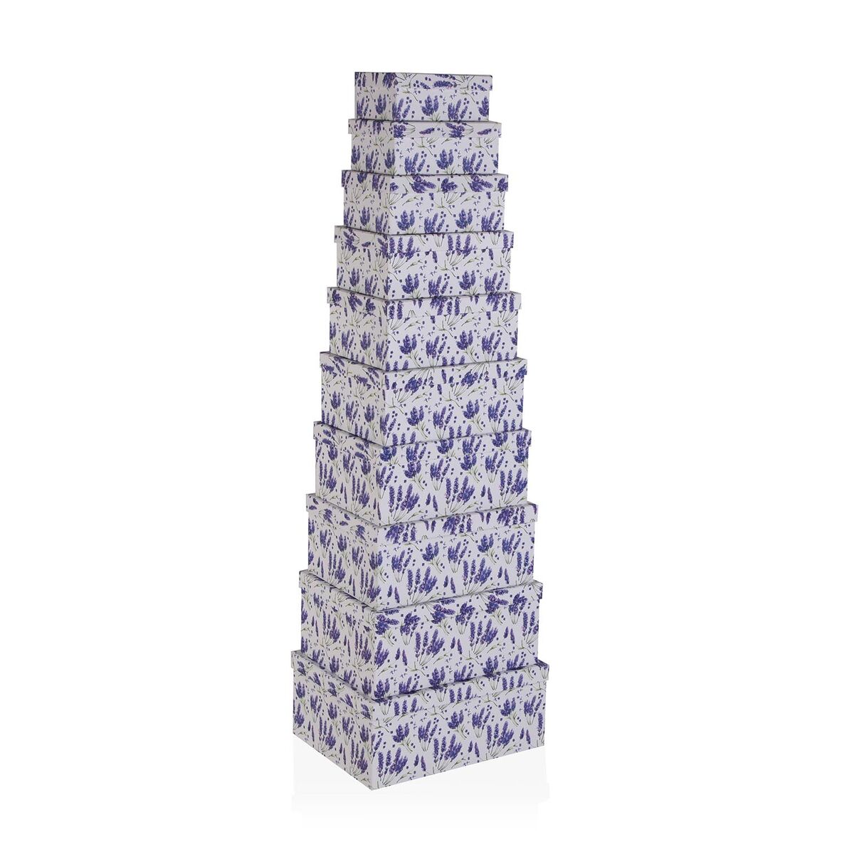 Conjunto de Caixas de Organização Empilháveis Versa Lilás Cartão 15 Peças