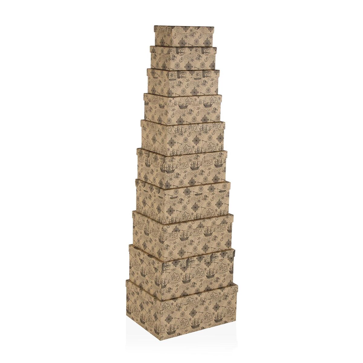 Conjunto de Caixas de Organização Empilháveis Versa Cartão Barco 10 Peças