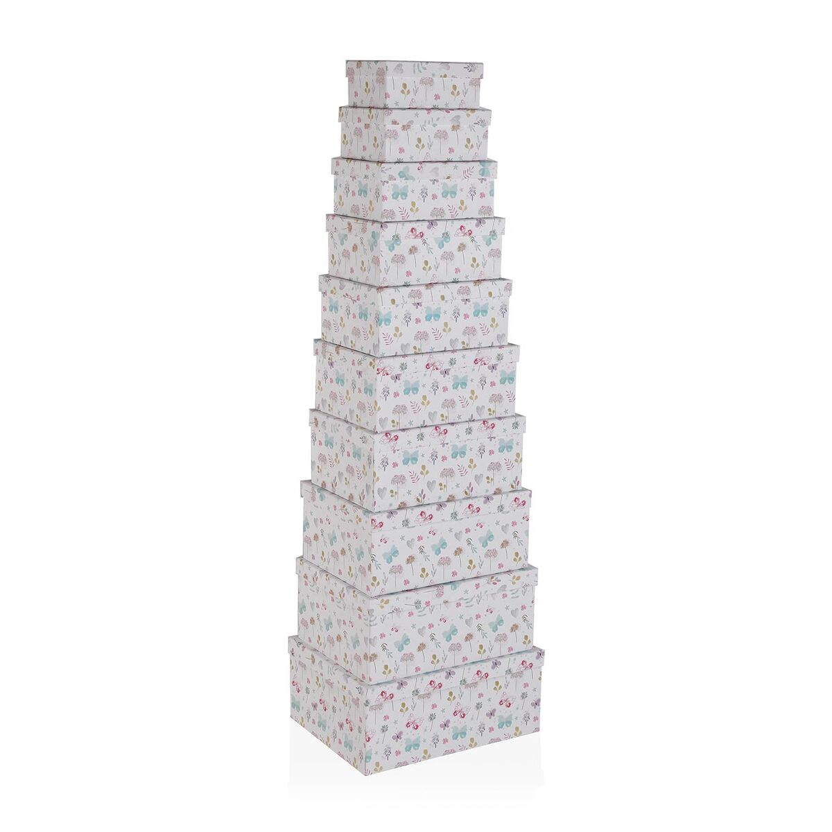 Conjunto de Caixas de Organização Empilháveis Versa Cartão Bloemen 10 Peças