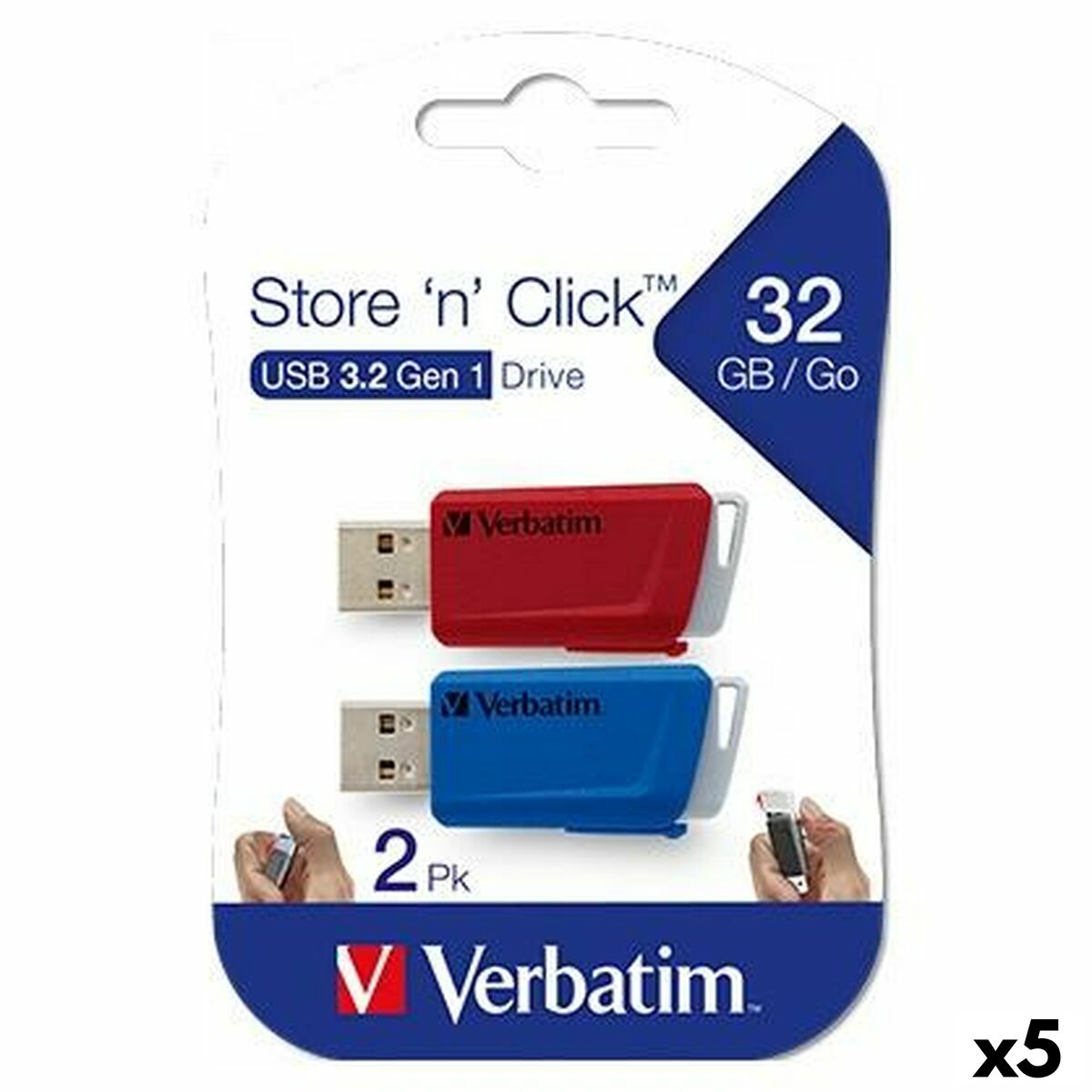 Memória USB Verbatim Multicolor 32 GB 2 Peças (5 Unidades)