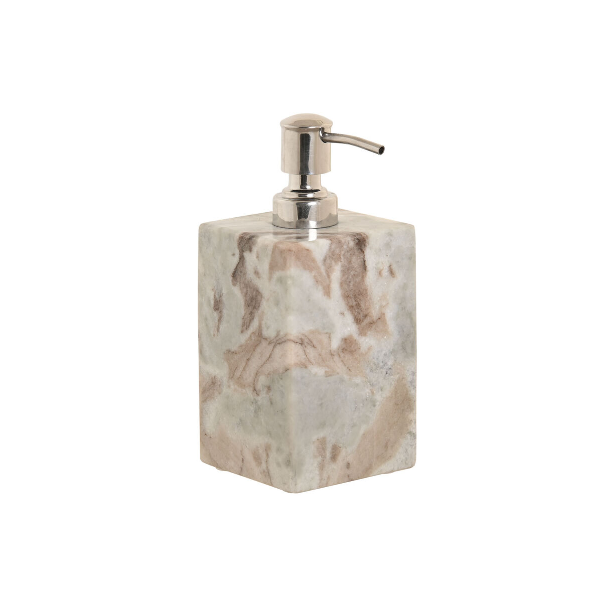 Dispensador de Sabão Home ESPRIT Branco Castanho Mármore Moderno 7,5 x 7,5 x 18 cm