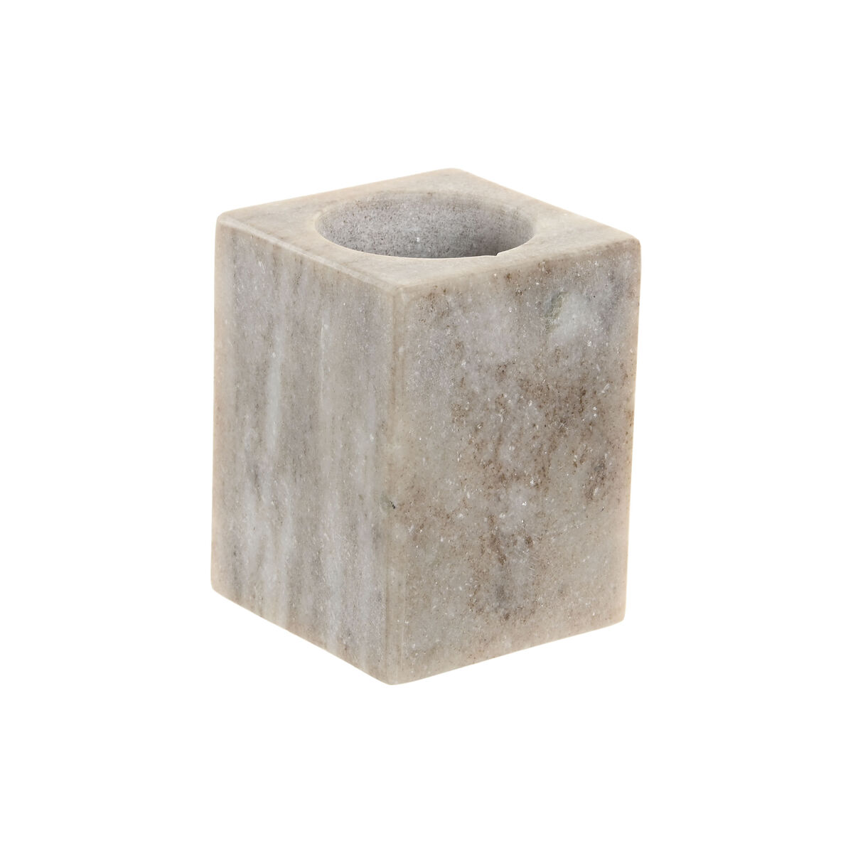 Suporte para a escova de Dentes Home ESPRIT Branco Castanho Mármore 7,5 x 7,5 x 10,5 cm