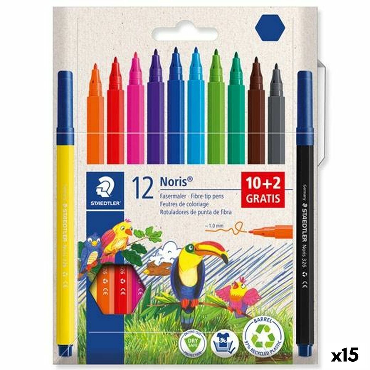 Conjunto de Canetas de Feltro Staedtler 12Noris Multicolor 12 Peças (15 Unidades)