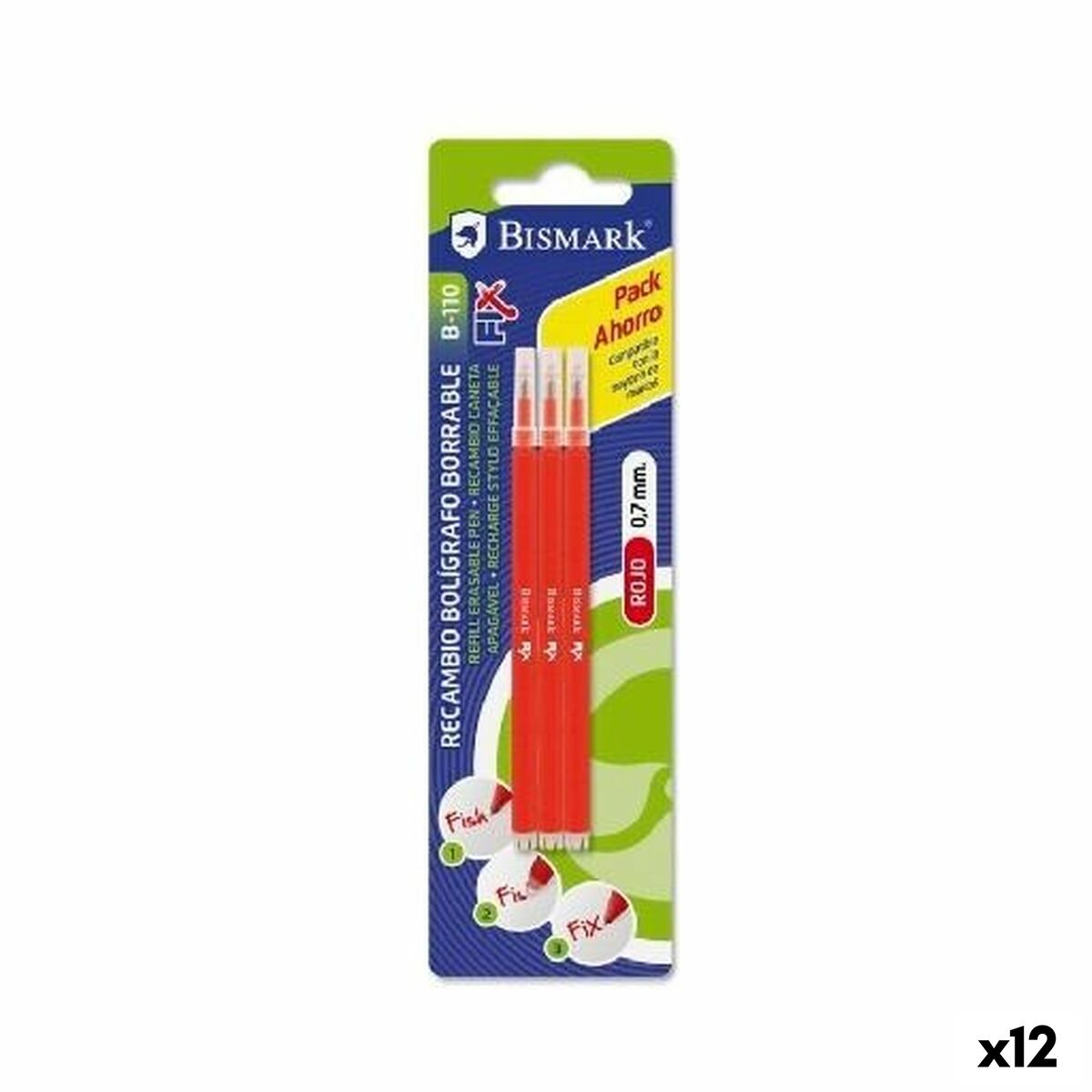 Caneta sobresselente Bismark B-110 Vermelho 0,7 mm (12 Unidades)