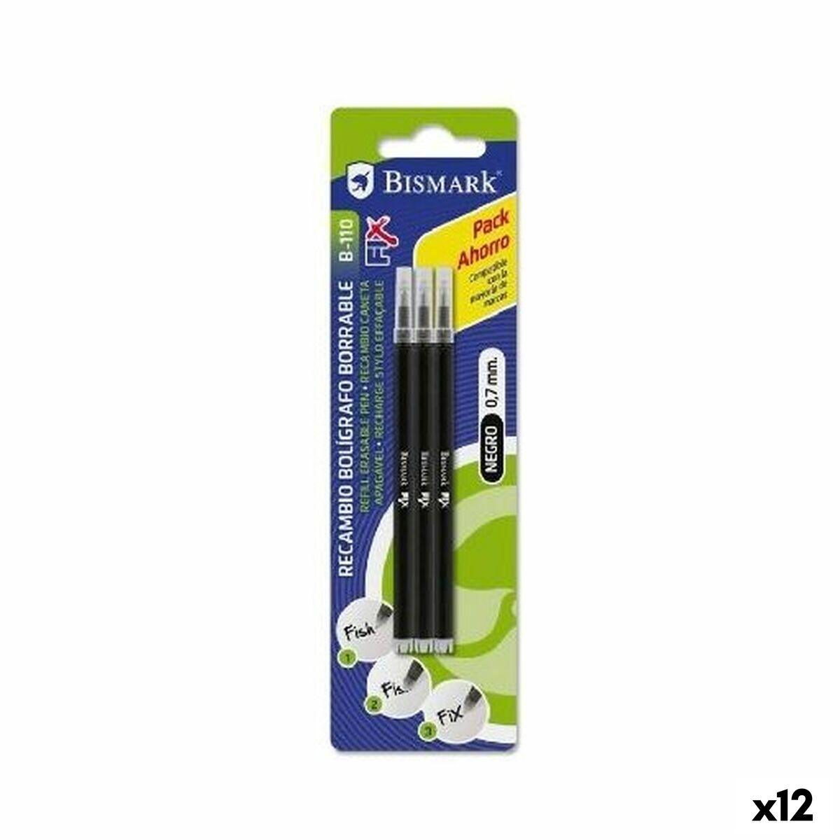 Caneta sobresselente Bismark B-110 Preto 0,7 mm (12 Unidades)