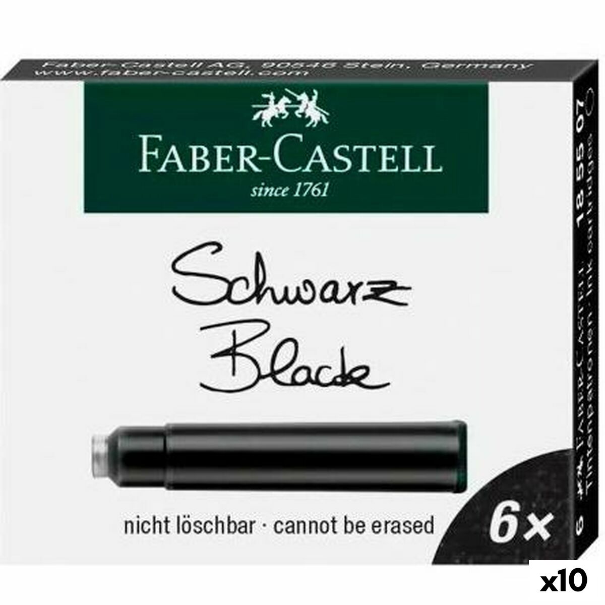 Recarga de tinta para caneta Faber-Castell Preto 6 Peças (10 Unidades)