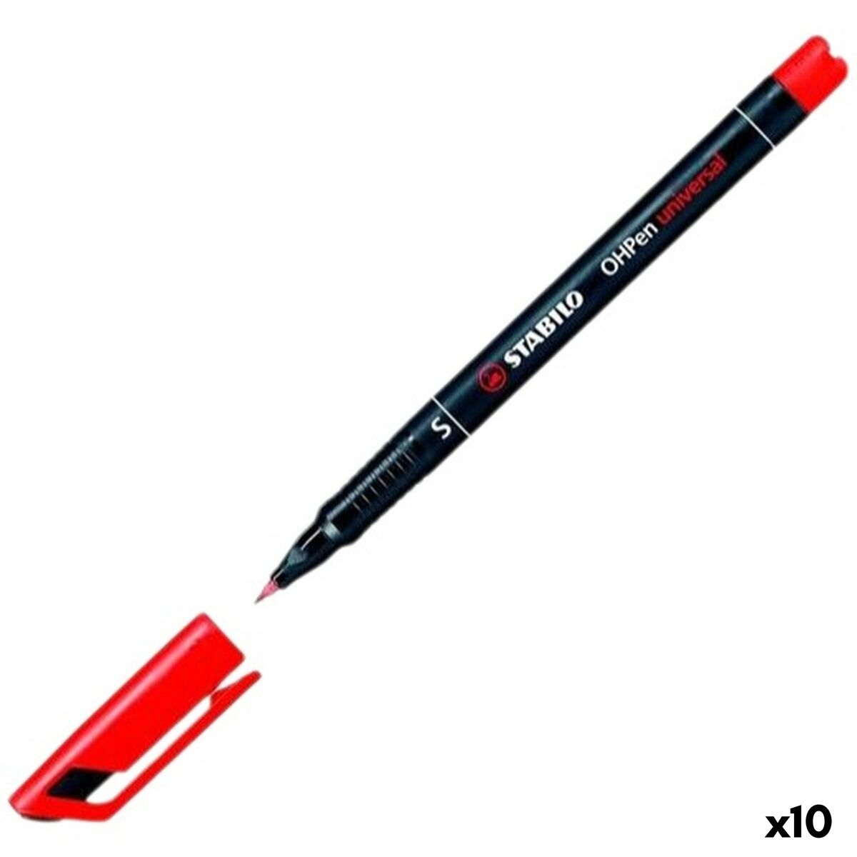 Conjunto de Canetas de Feltro Stabilo OHPEN UNIVERSAL Preto 0,4 mm (10 Unidades)