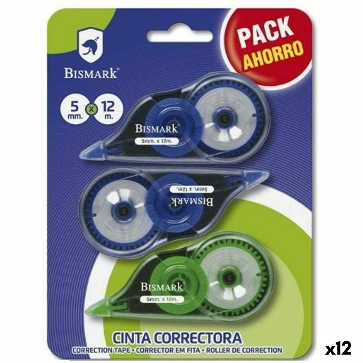 Fita Corretora Bismark 5 mm 12 m (3 Peças) (12 Unidades)