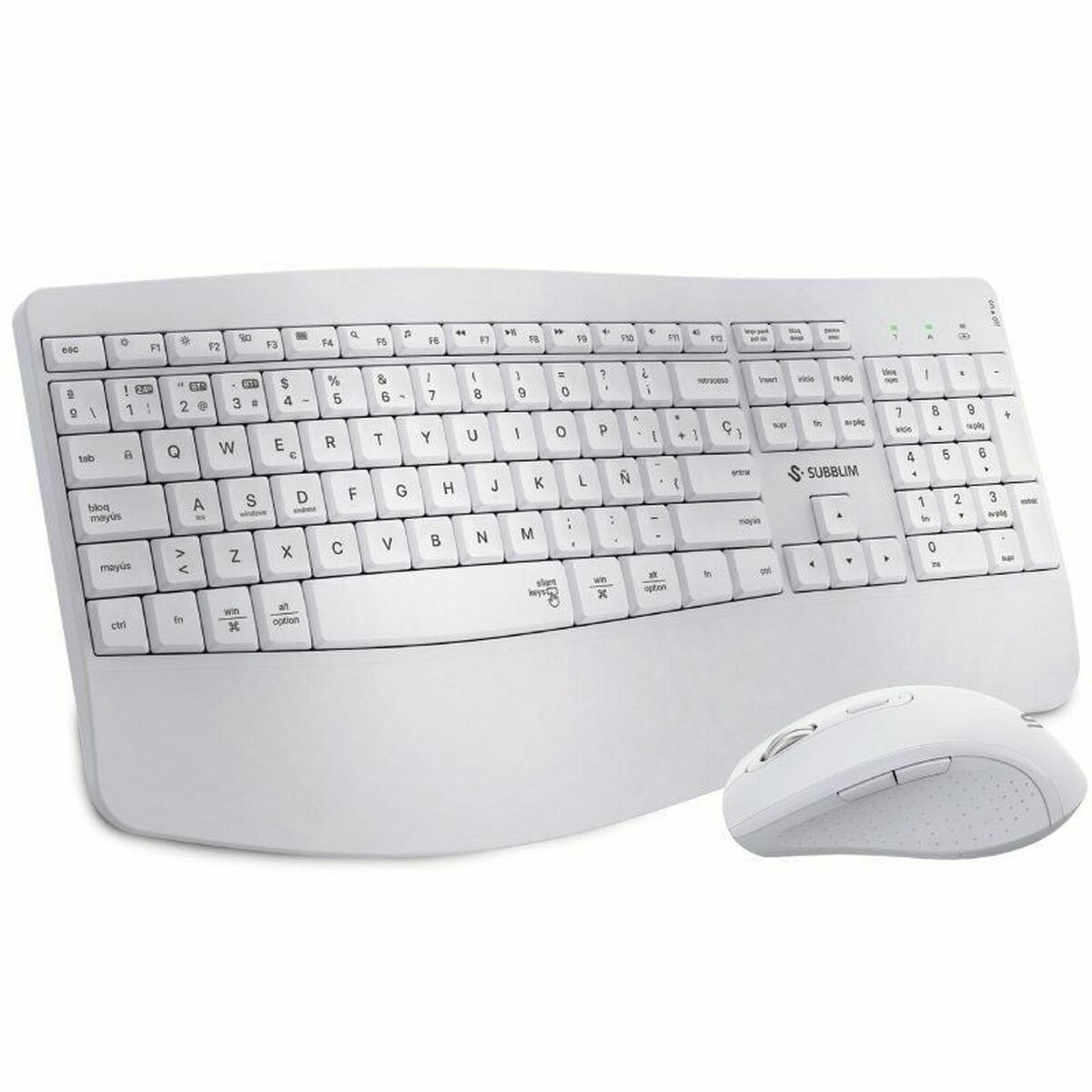 Teclado e Rato Subblim SUBKBC-DCOPW1 Branco Espanhol Qwerty espanhol QWERTY