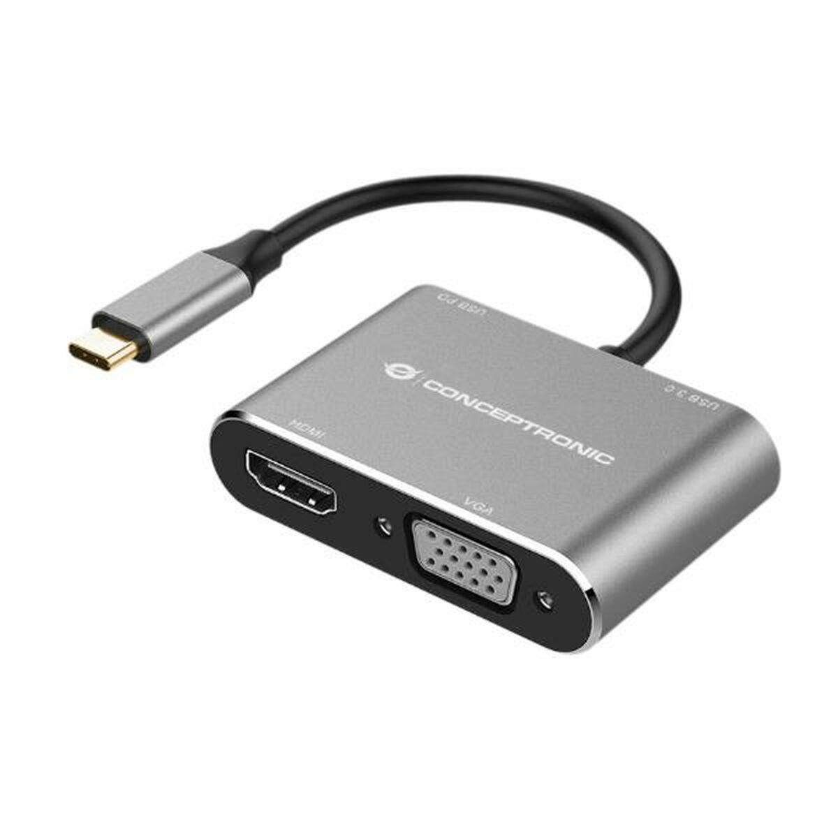 Hub USB Conceptronic DONN16G Cinzento 100 W