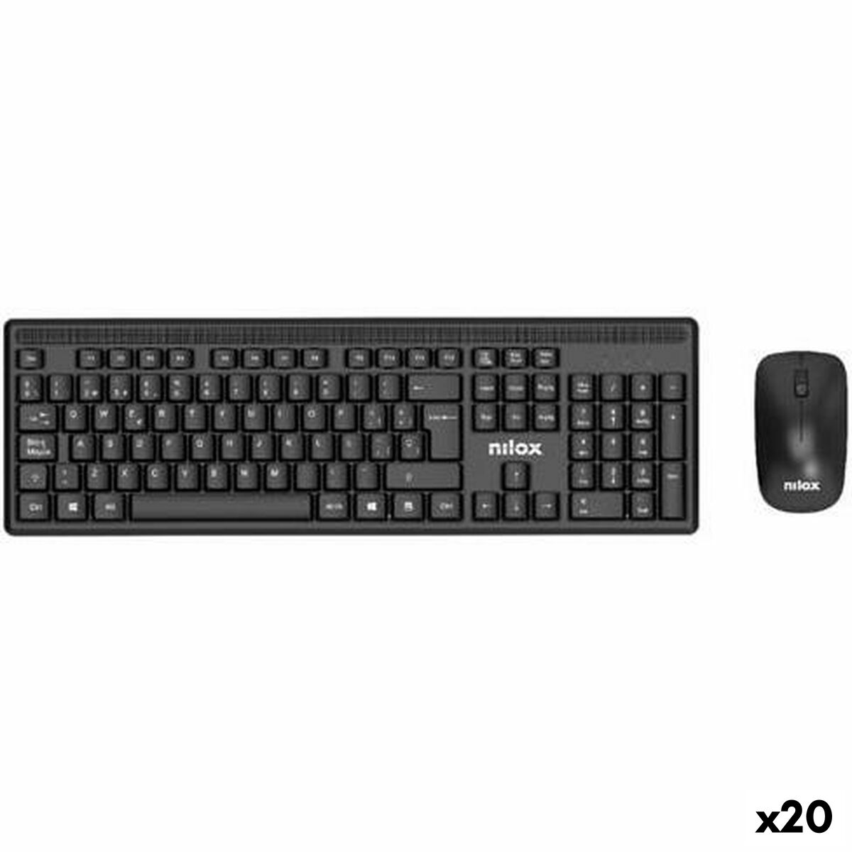Teclado e Rato Nilox Preto Qwerty espanhol (20 Unidades)