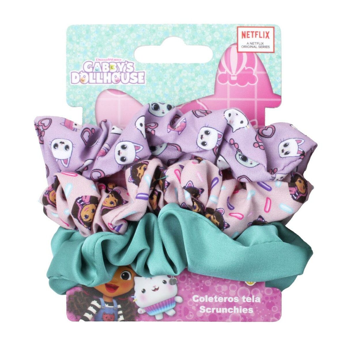Elásticos para Cabelo Gabby's Dollhouse Cor de Rosa 3 Peças