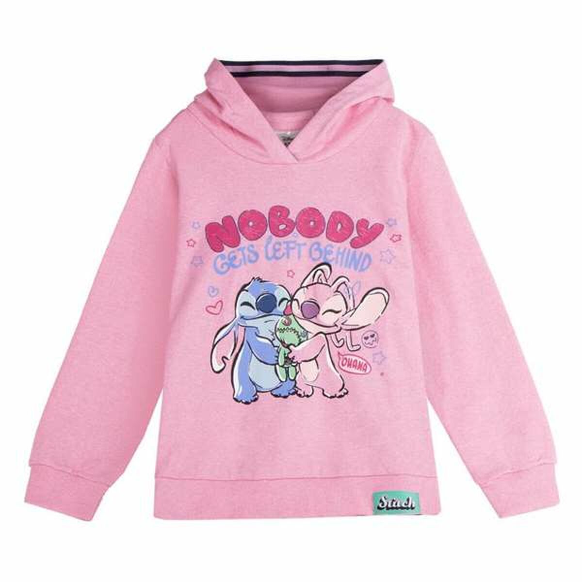 Camisola com Capuz Menina Stitch Cor de Rosa