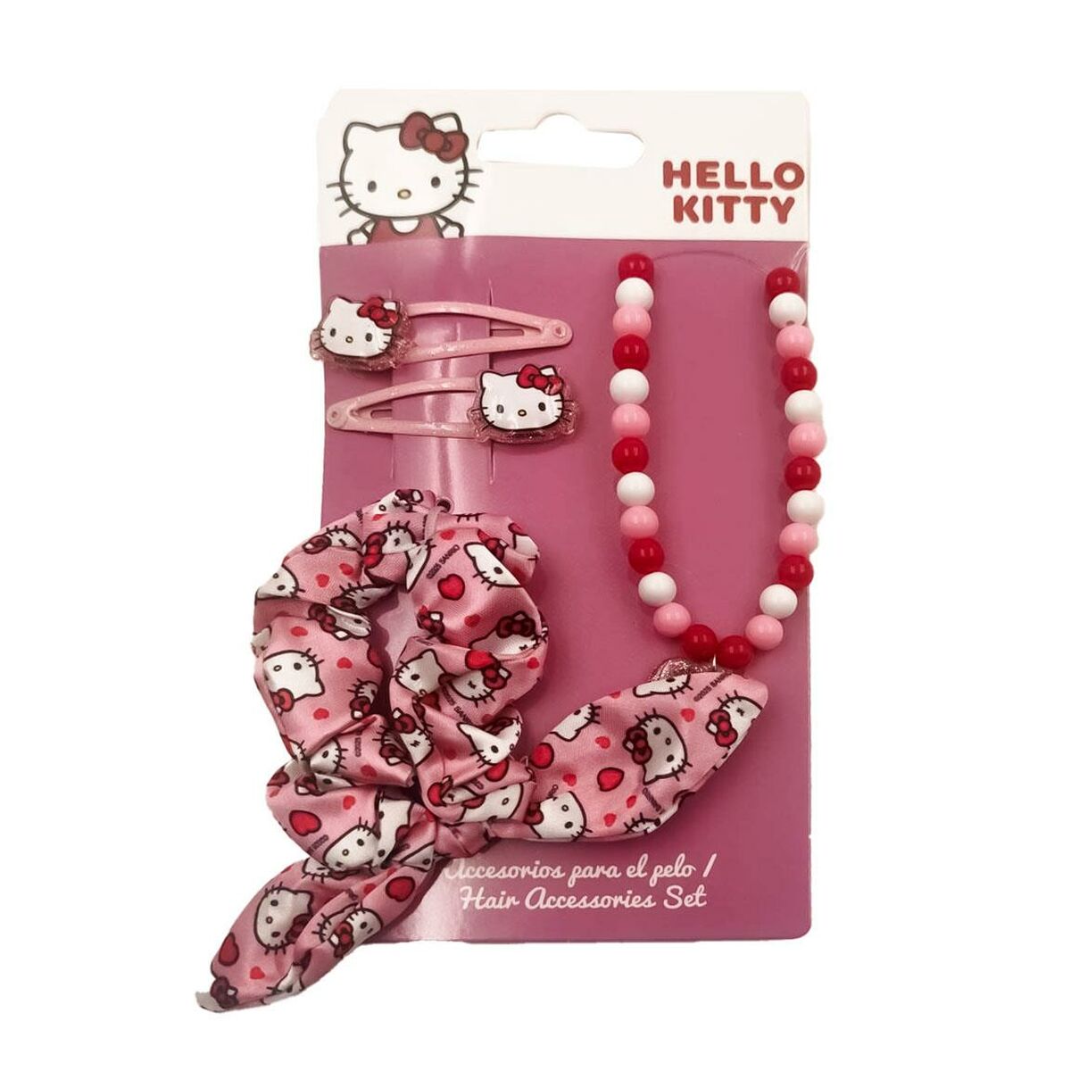 Acessórios para o Cabelo Hello Kitty Cor de Rosa 4 Peças