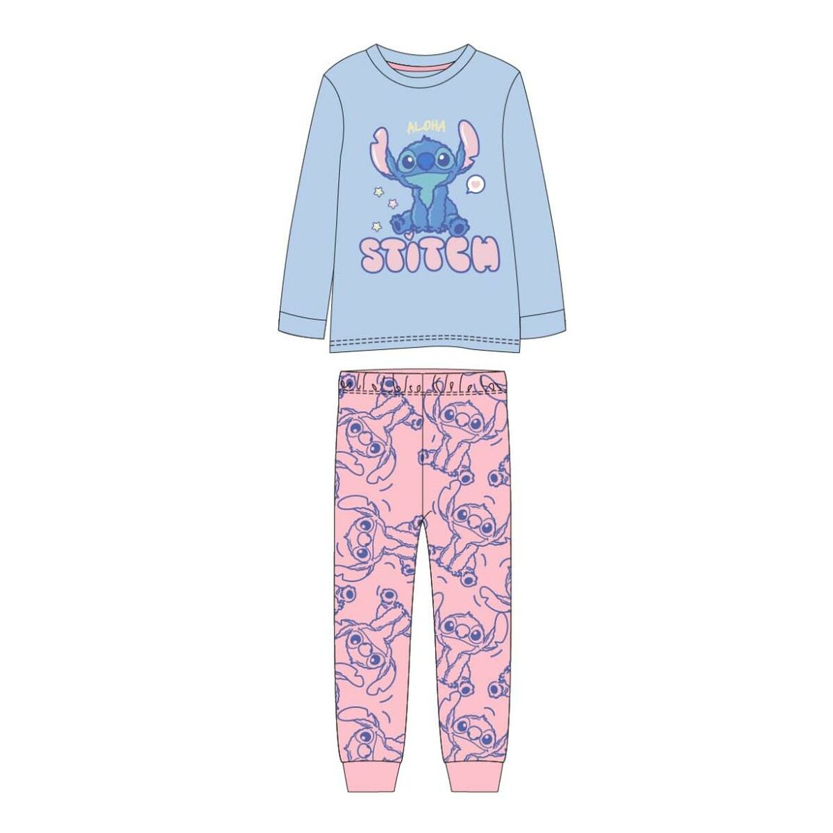 Pijama Infantil Stitch Azul Claro