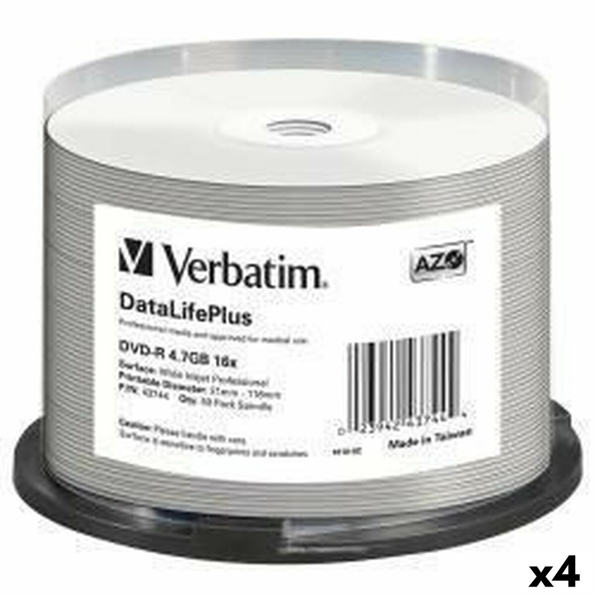 DVD-R Verbatim DATALIFE PLUS 4,7 GB 16x 50 Peças (4 Unidades)